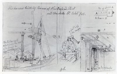 Building New Houses on the Corner of New Oxford Street and Charlotte Street by George Snr Scharf